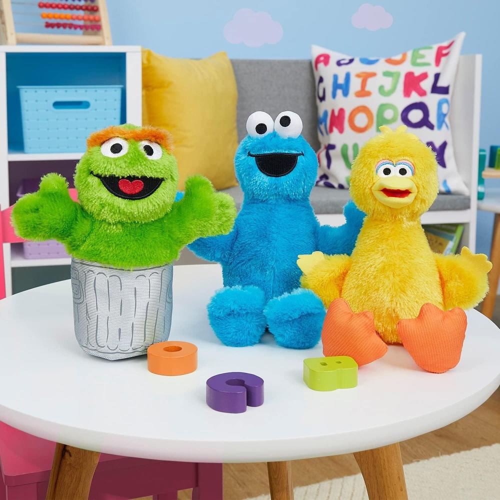image:imageSesame Street Friends Cookie Monster Big Bird and Oscar 8inch 3piece Sustainable Plush Stuffed Animals Set Kids Toys for Ages 18 Month by Just Play