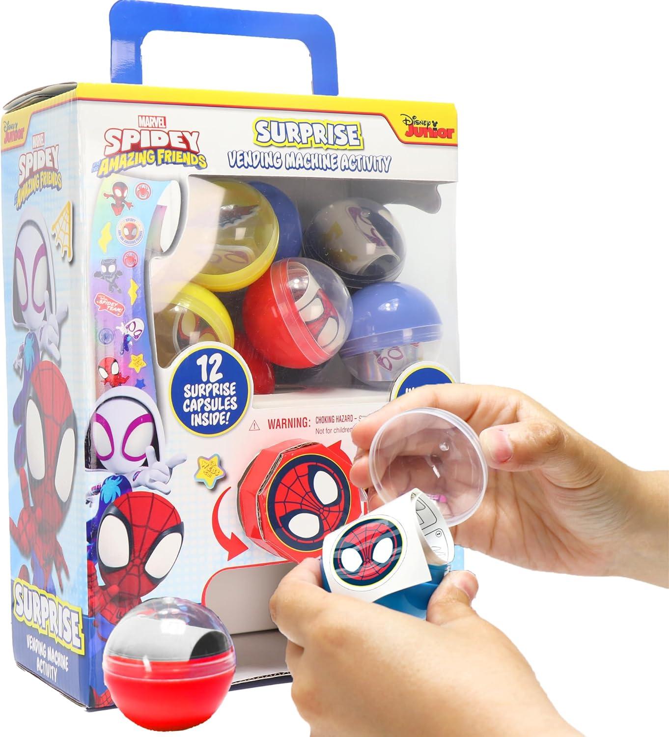 image:imageSpidey and His Amazing Friends Surprise Vending Machine Activity 25Pieces Stickers Temporary Tattoos Kids Toys for Ages 3 UpSpidey