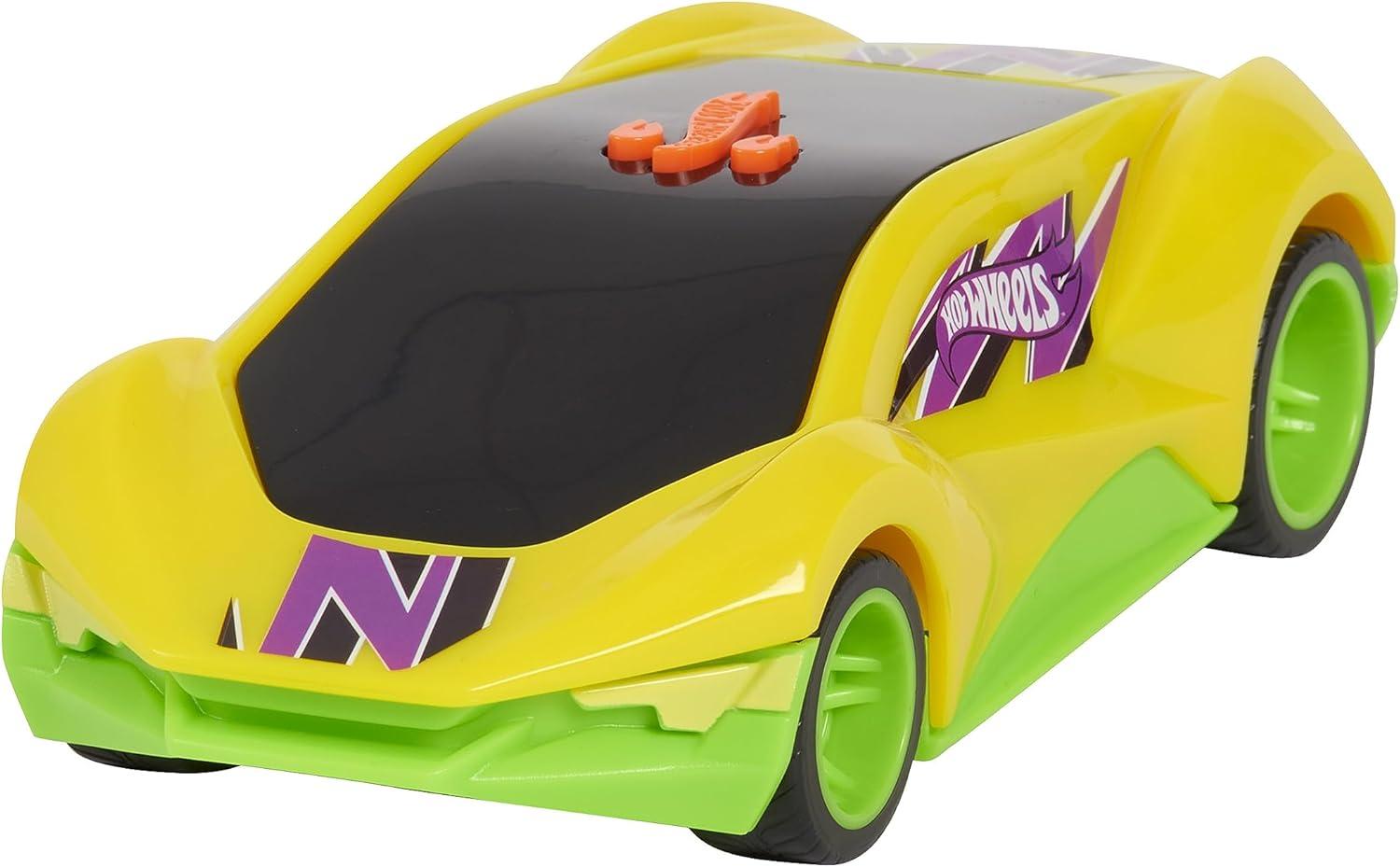 image:imageHot Wheels Pop Racers Car Exotique Toy Vehicle 7Inch Yellow Motorized Toy Car Lights Sounds Pops Wheelies Kids Toys for Ages 3 Up by Just Play