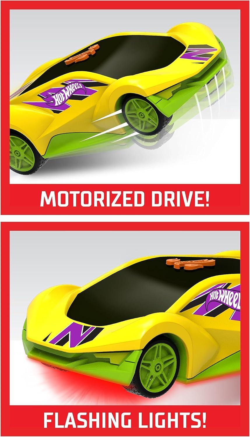 image:imageHot Wheels Pop Racers Car Exotique Toy Vehicle 7Inch Yellow Motorized Toy Car Lights Sounds Pops Wheelies Kids Toys for Ages 3 Up by Just Play
