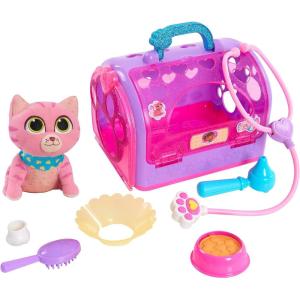 Doc McStuffins On-the-Go Pet Carrier Findo Stuffed Animal and Doctor Kit Pretend Play, Kids Toys for Ages 3 Up by Just Play(Whisper)