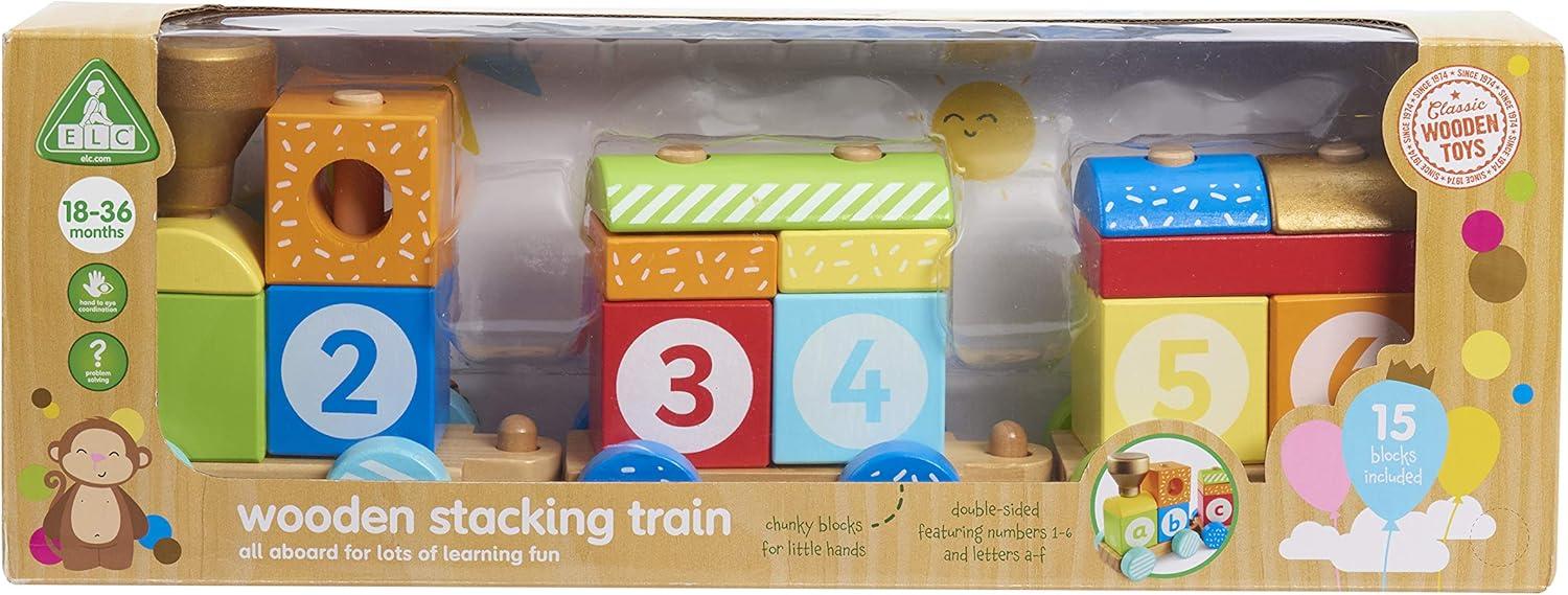 image:imageEarly Learning Centre Wooden Stacking Train Hand Eye Coordination Problem Solving Kids Toys for Ages 18 Month Amazon ExclusiveWooden Stacking Train
