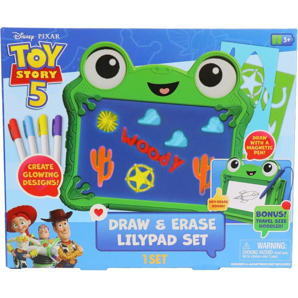 image:imageDisney Pixar Toy Story 5 Draw amp Erase Lilypad Set Frog DryErase Glow Board amp Travel Magnetic Pen Board Create Art Stencils amp Markers Kids 3